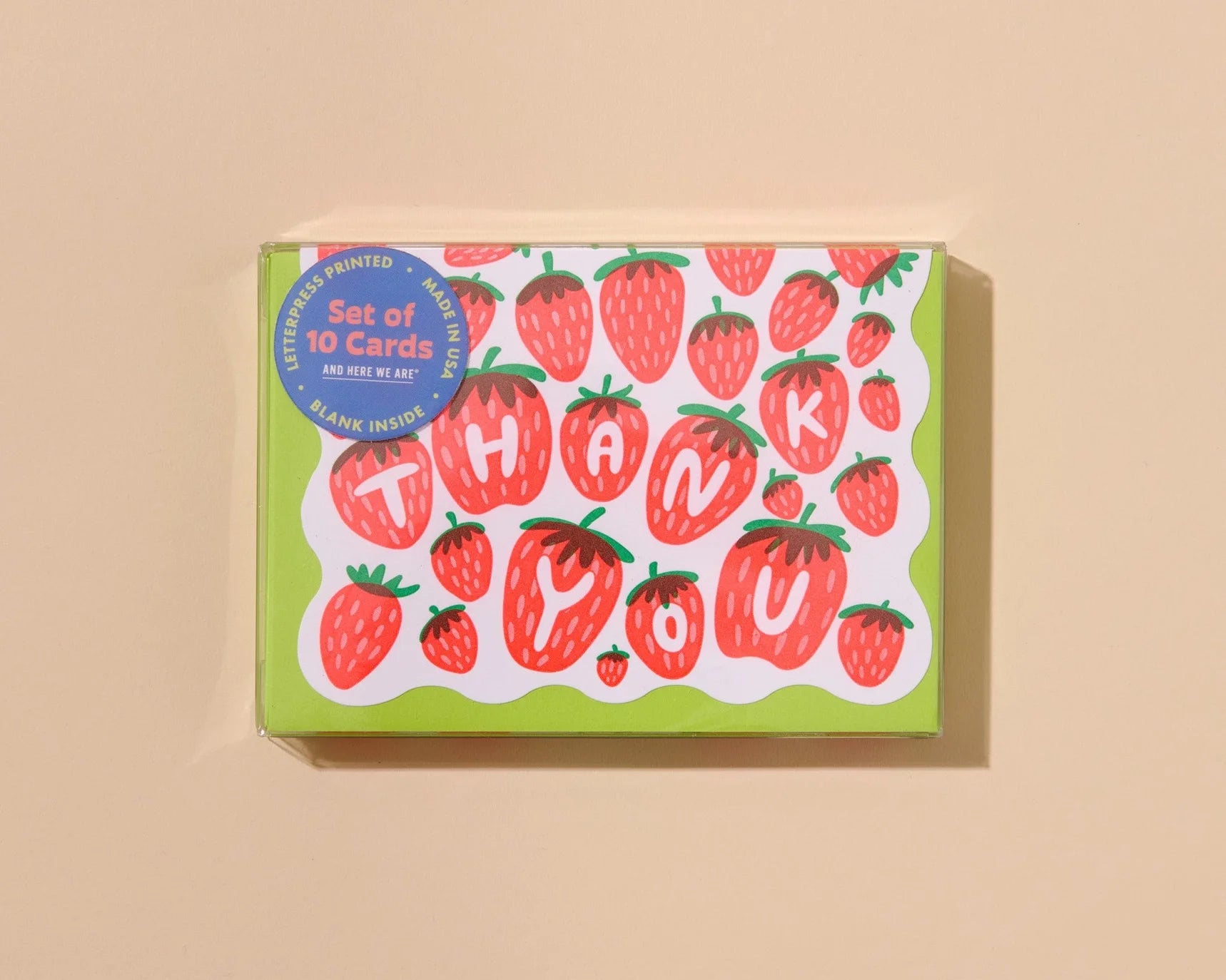 Strawberry Scalloped Thank You Cards - Set of 10