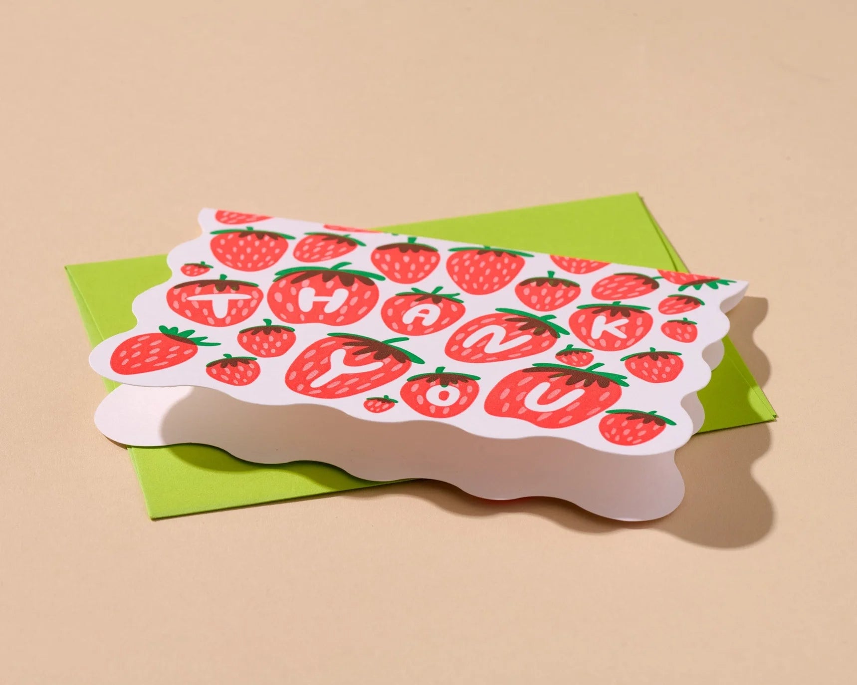 Strawberry Scalloped Thank You Cards - Set of 10