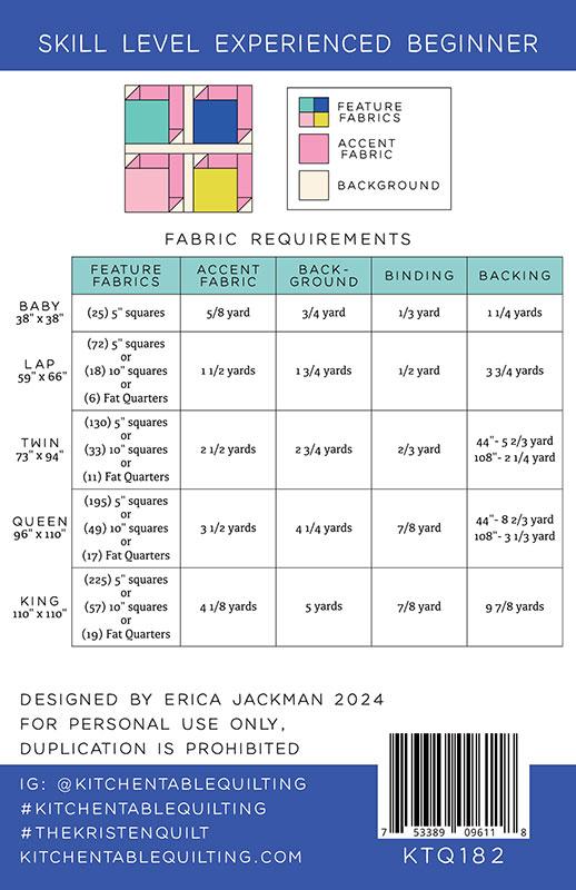 The Kristen Quilt Pattern - Kitchen Table Quilting