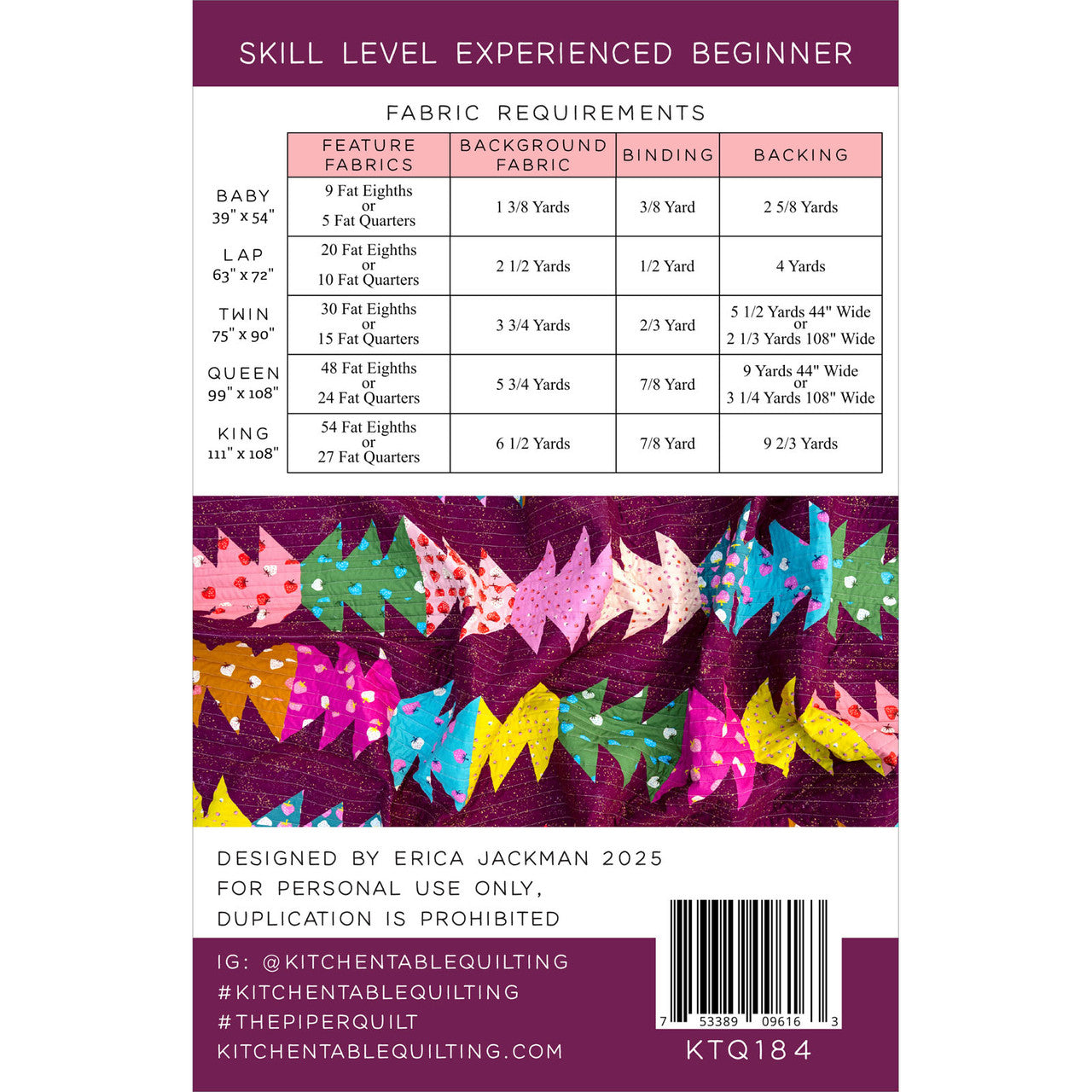 The Piper Quilt Pattern - Kitchen Table Quilting