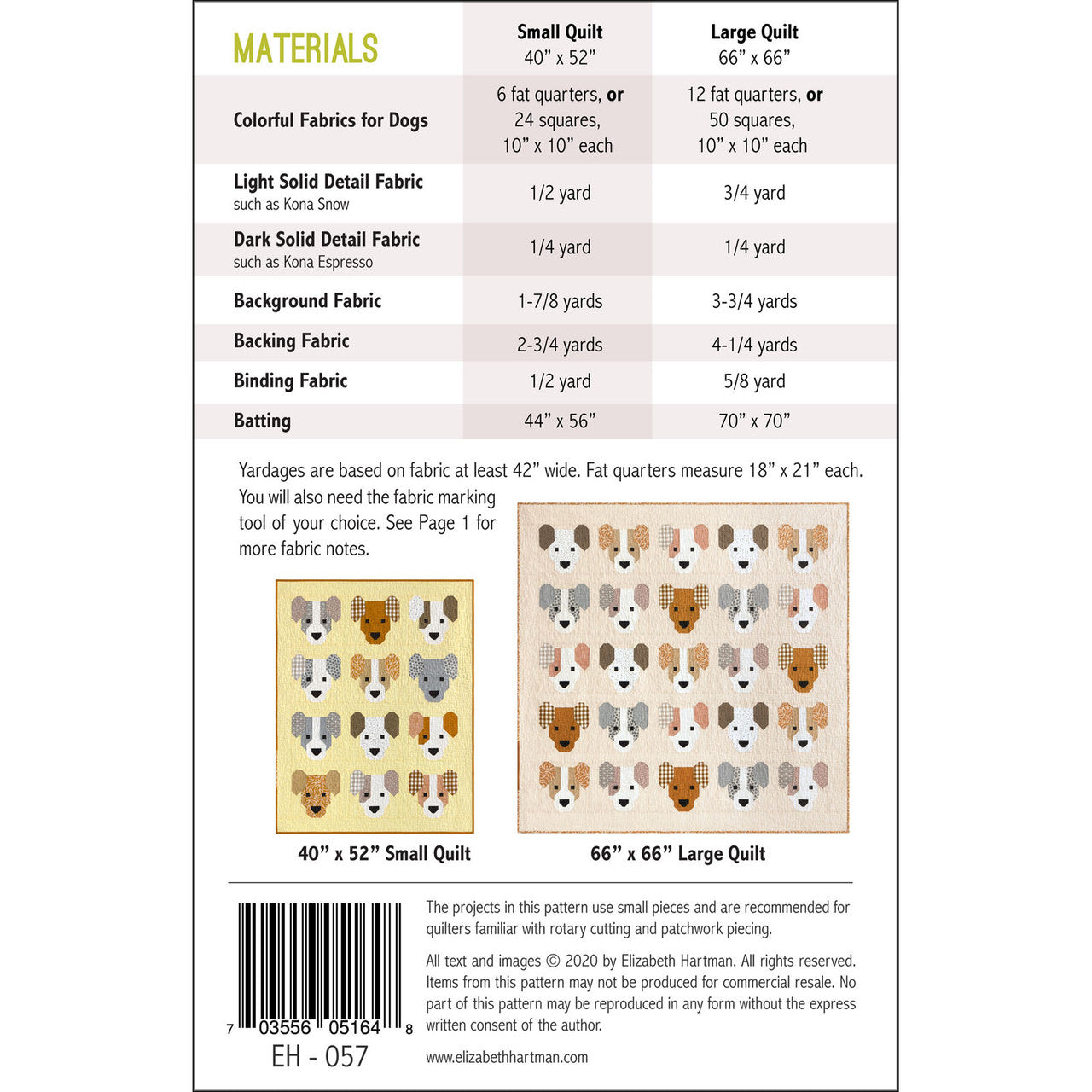 The Puppies Quilt Pattern - Elizabeth Hartman