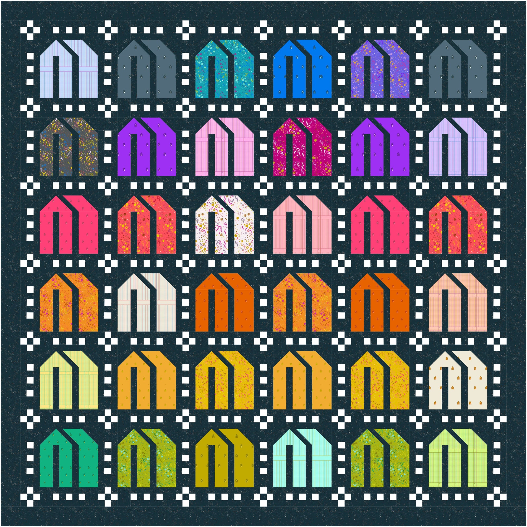 mock up of rainbow house quilt kit