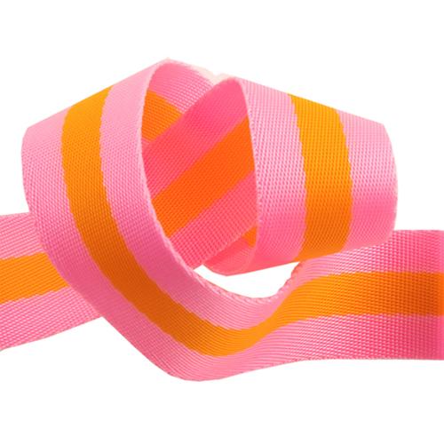 1.5" Stripe Webbing - 2 yards - Tula Pink - Pink/Orange