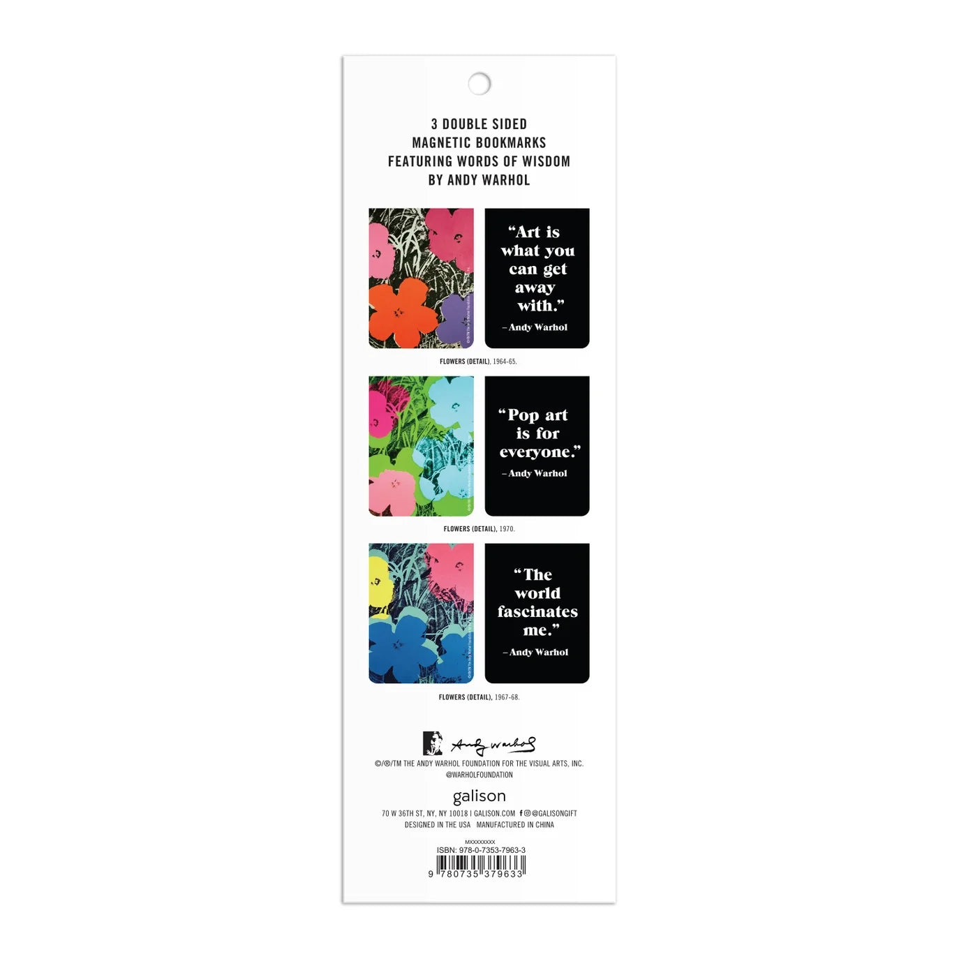 Andy Warhol Flowers magnetic bookmarks
