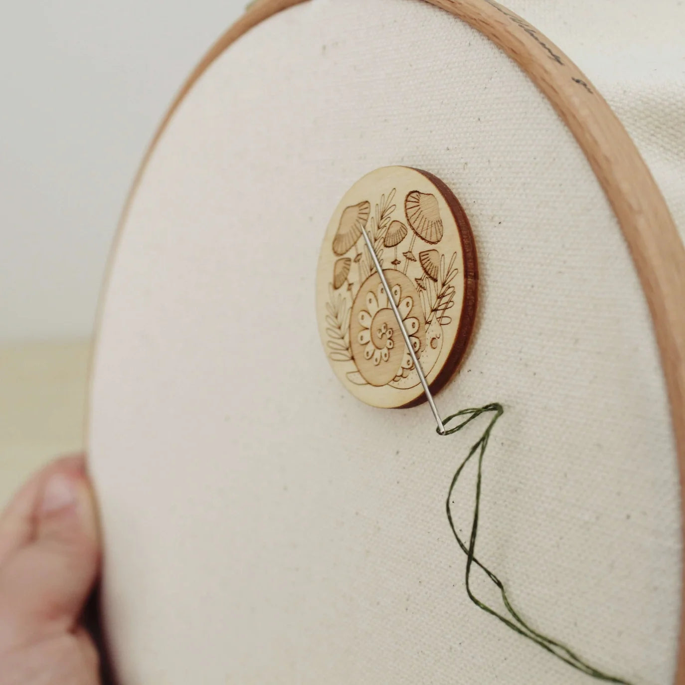 Wooden Needle Minder - Snails